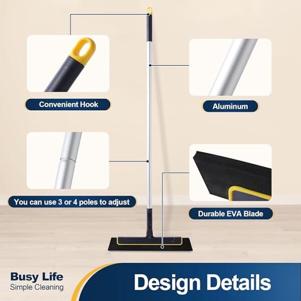 Floor Squeegee Broom EVA Foam Blade Aluminum Pole - Image 3